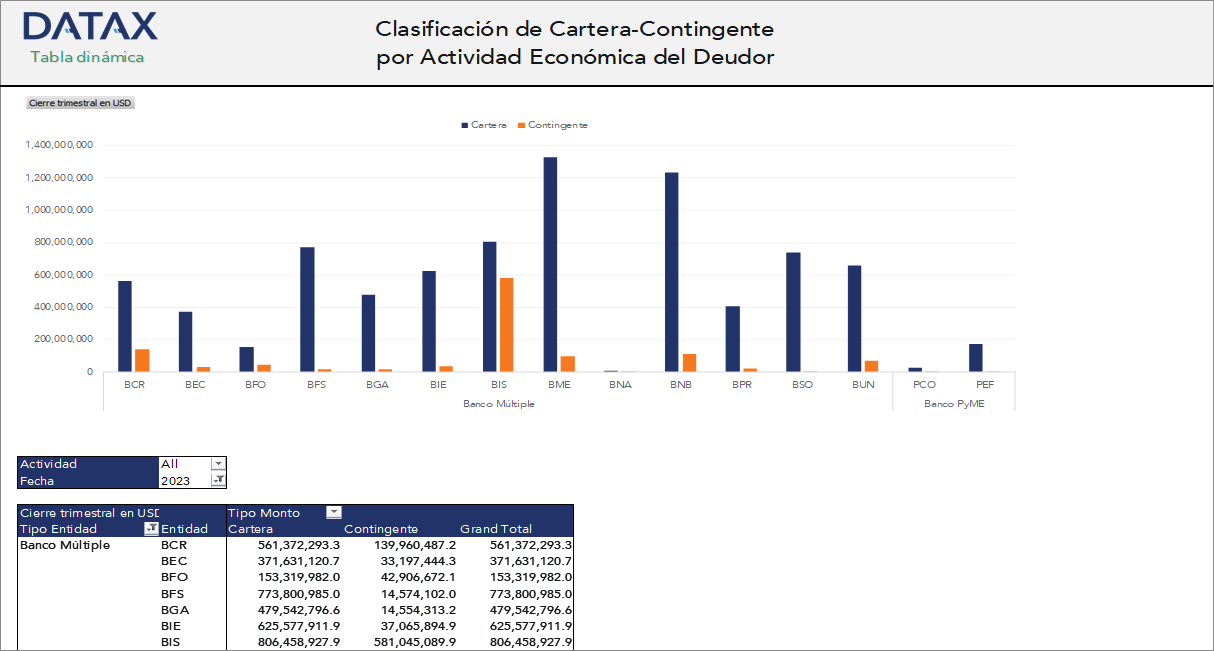 Contingent Portfolio Classification by Debtor's Economic Activity