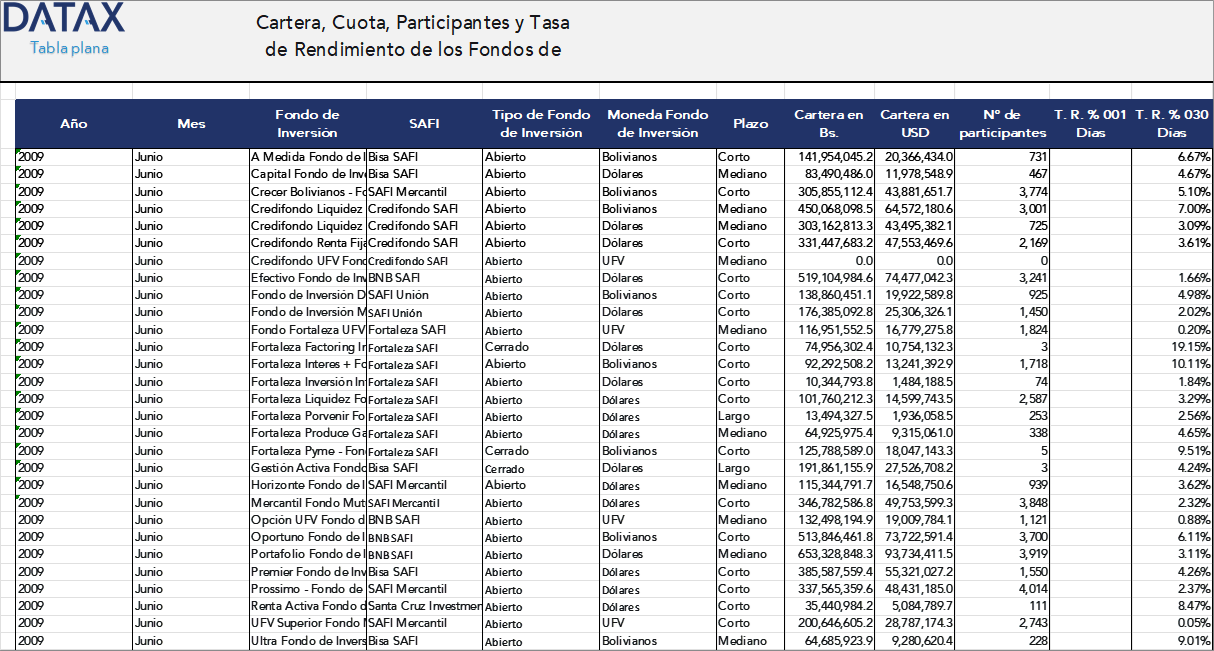 Portfolio, Quota, Participants, and Yield Rate of Investment Funds