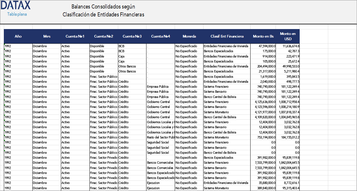 Consolidated Balances
