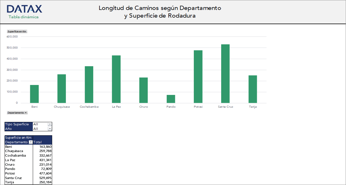 Road Length by Department and Road Surface Type